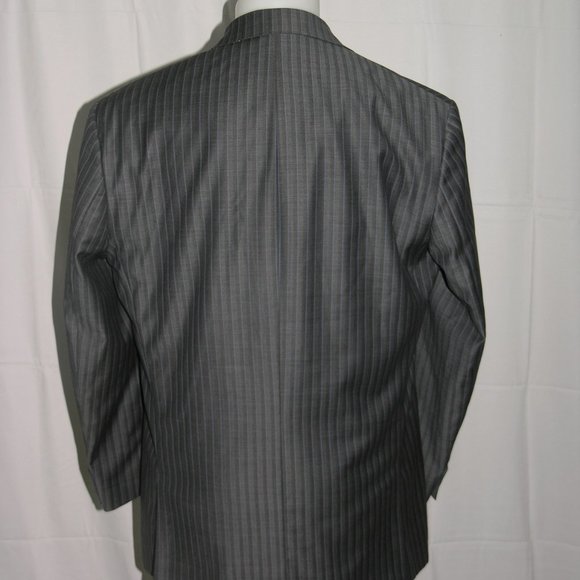 David August Bespoke Gray Yacht Striped Two Button Suit Jacket 44L - Picture 7 of 11